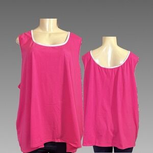 Denim 24/7 Pink 34/36 4X Sleeveless Metallic Trim Scoop Neck Sleeveless Tank Top